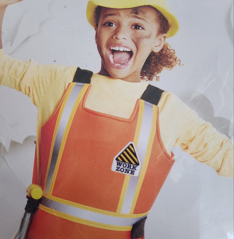 KID CONSTRUCTION WORKER COSTUME ONE SIZE NWT